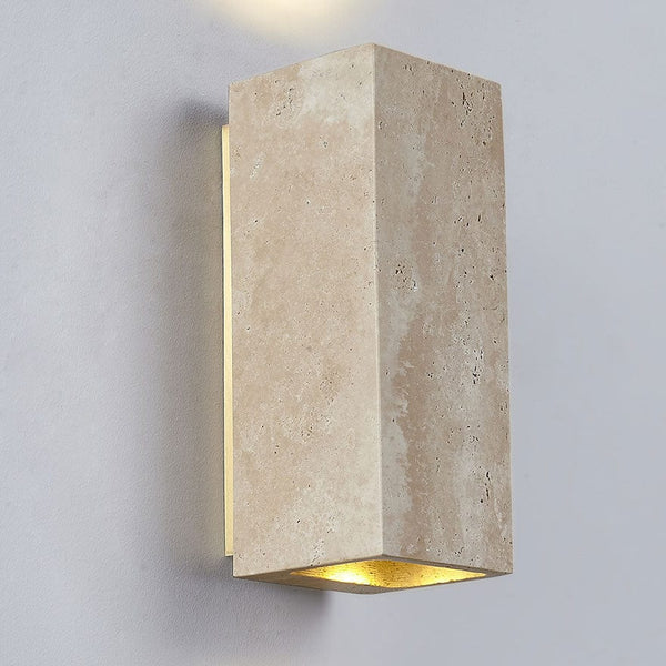 Tonya Travertine Brass Wall 2 x E27 W: 80mm x D:80mm x H:200mm